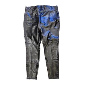 Hue Women's Faux Leather Leggings 2X Plus Sz Moto Edgy Chic Glam Rock Streetwear
